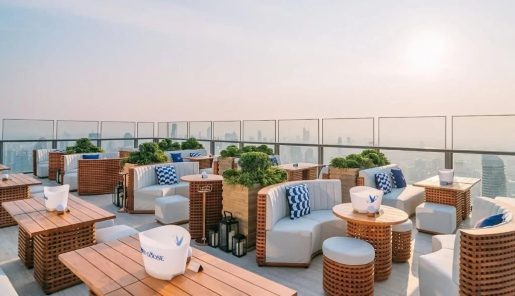 Rooftop lounge bar of Akara Sky Hanuman in Bangkok Thailand