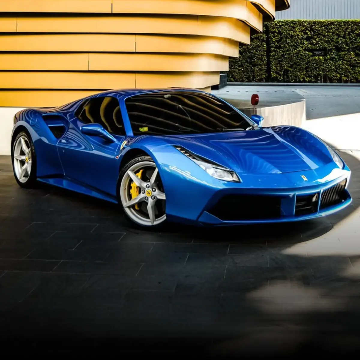 Blue Ferrari 488 GT parked