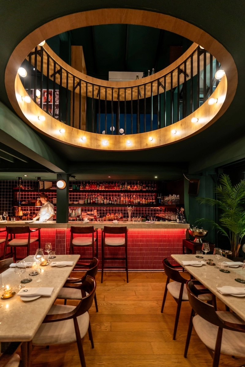 interior of the French restaurant Bisou Bangkok in Lang Suan in the center of the capital of Thailand