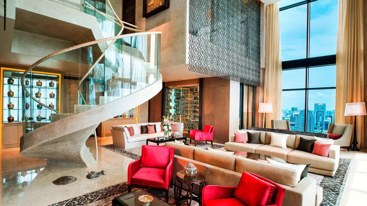luxury living room st regis suite bangkok
