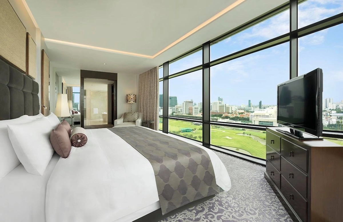 luxury suite offering a beautiful park view at St Regis Bangkok 5-star Hotel near Erawan Shrine