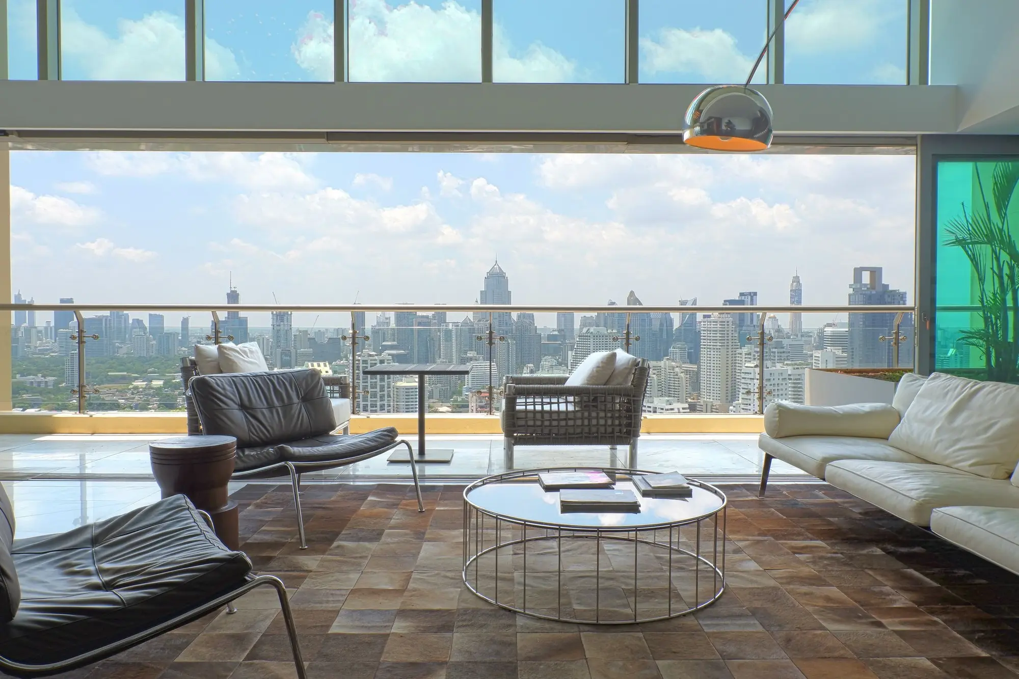 Luxury penthouse appartment with design furnitures with a view of Bangkok city