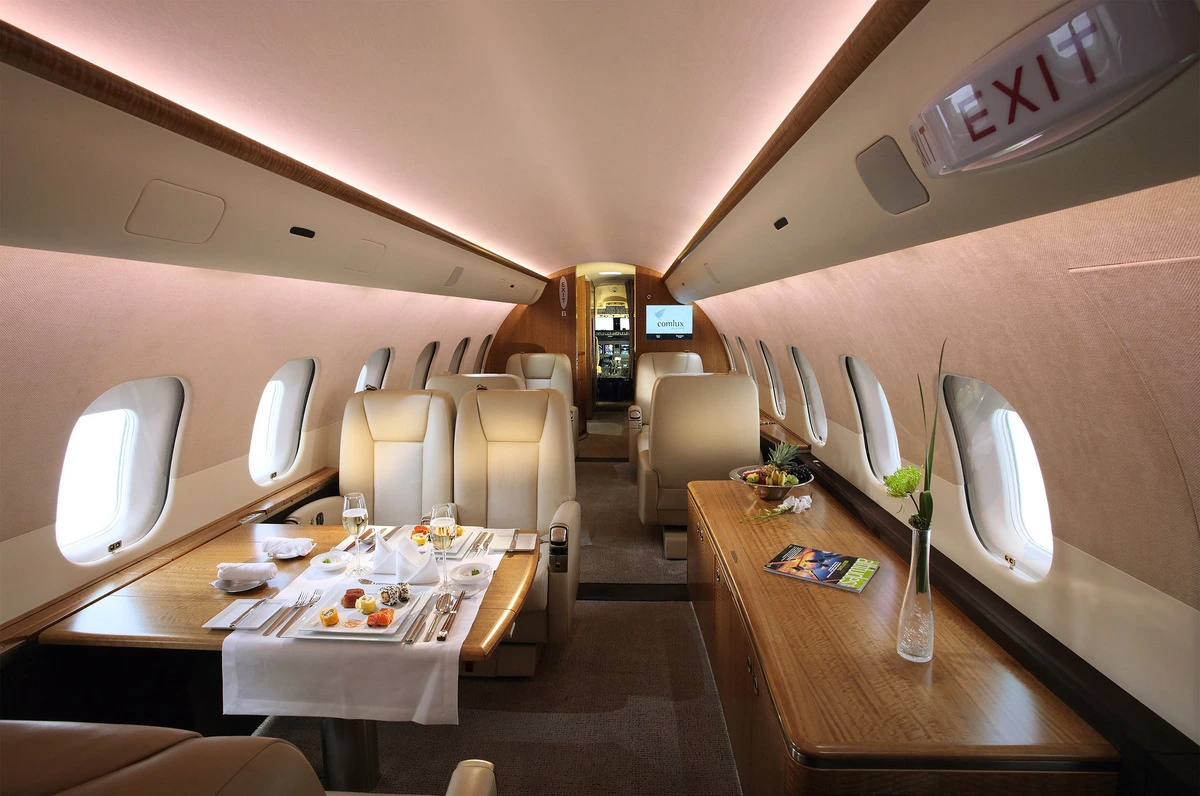 Luxury interior of private jet super jumbo