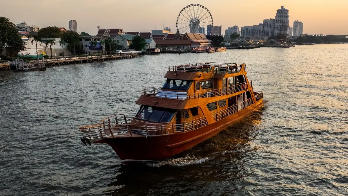 Big boat cruising on Bangkok's river